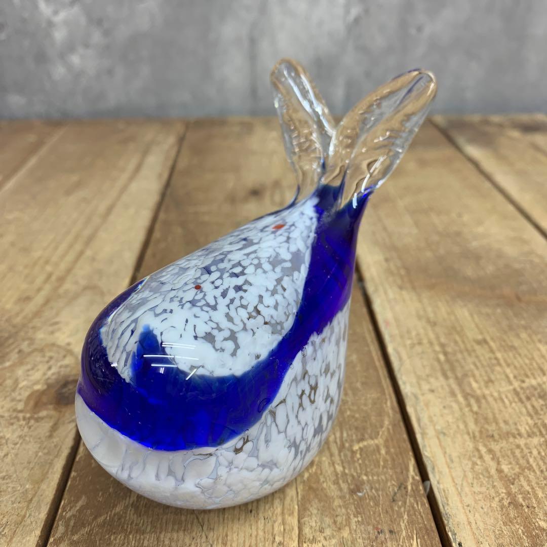2F 【極美品】手作りガラス細工 3点セット（エンゼルフィッシュ・クジラ・キャン
