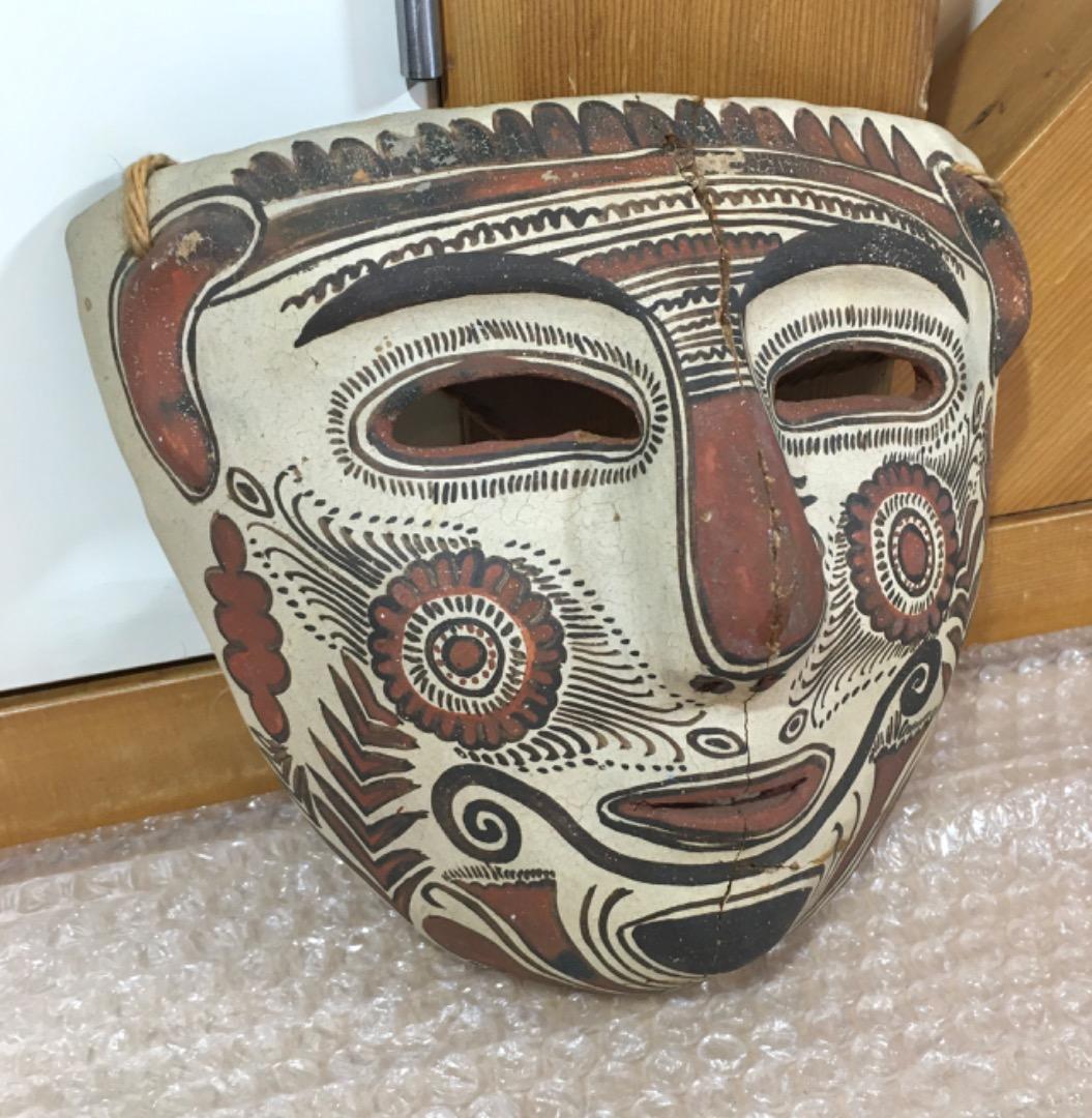 ○メキシコ民芸品 土焼仮面 テコラッタ フォークアート お面
