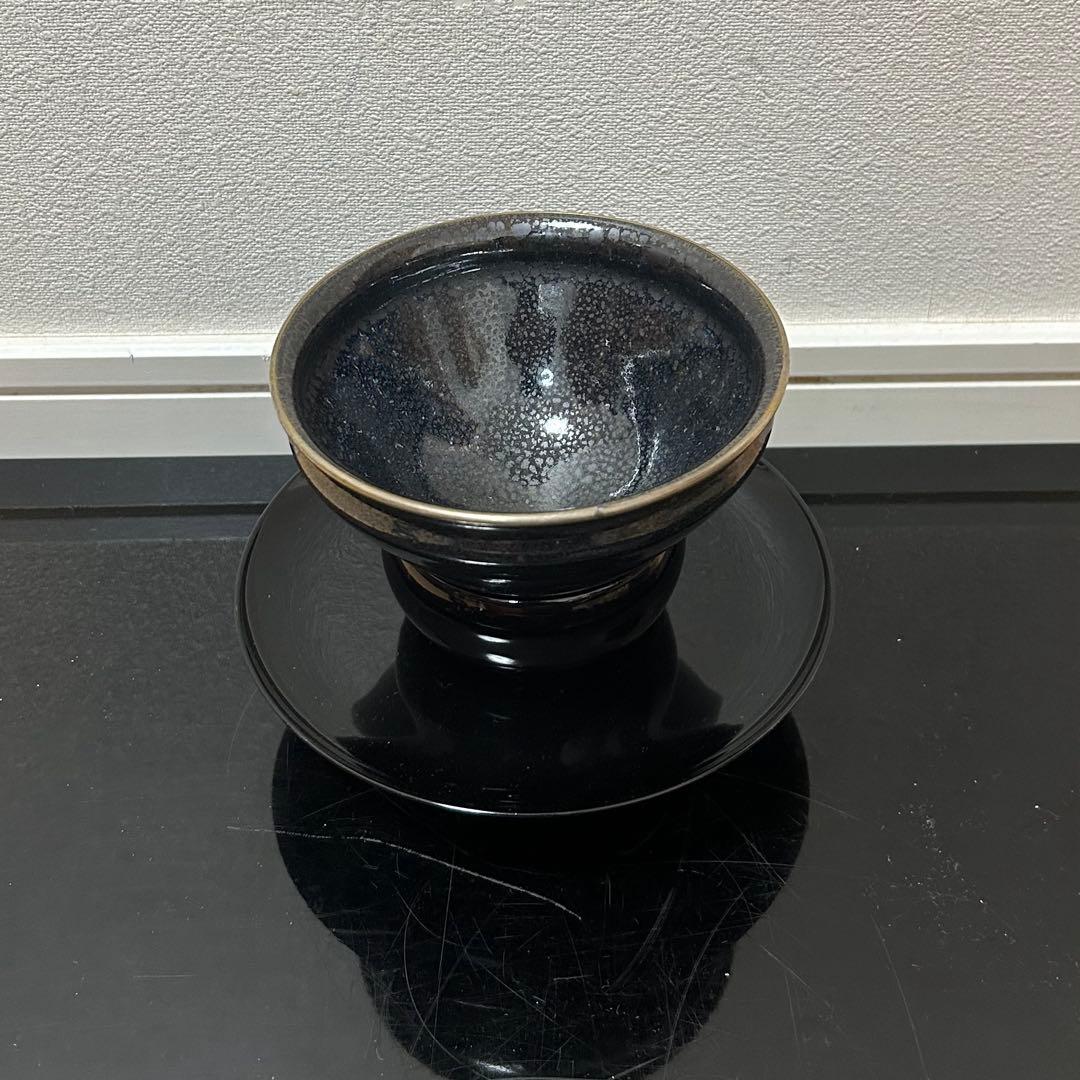 油滴天目茶碗と山中塗天目台　茶道具懐石茶箱鵬雲斎坐忘斎淡々斎即中斎香合棗水指茶杓
