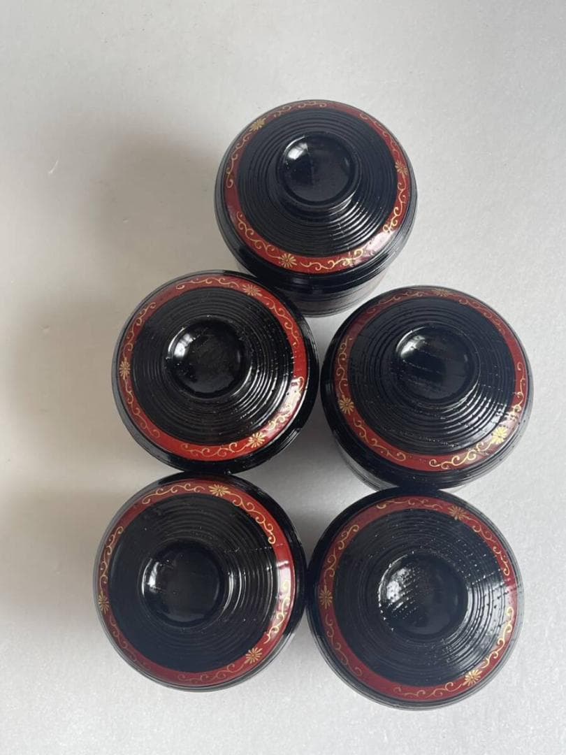 木製漆器 平安光阿弥 菊唐草蒔絵 箸洗 五客 共箱 40
