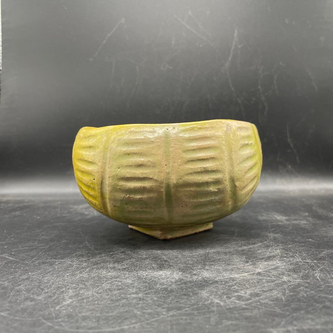 【300】京都 鼠鉄絵俵手抹茶茶碗 古物江戸後期