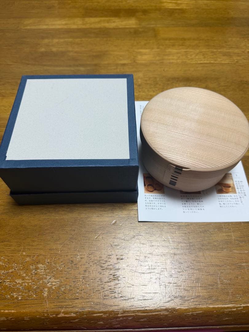 柴田慶信　白木丸弁当箱　曲げわっぱ 箱付き　四寸　500ml 付属品完備