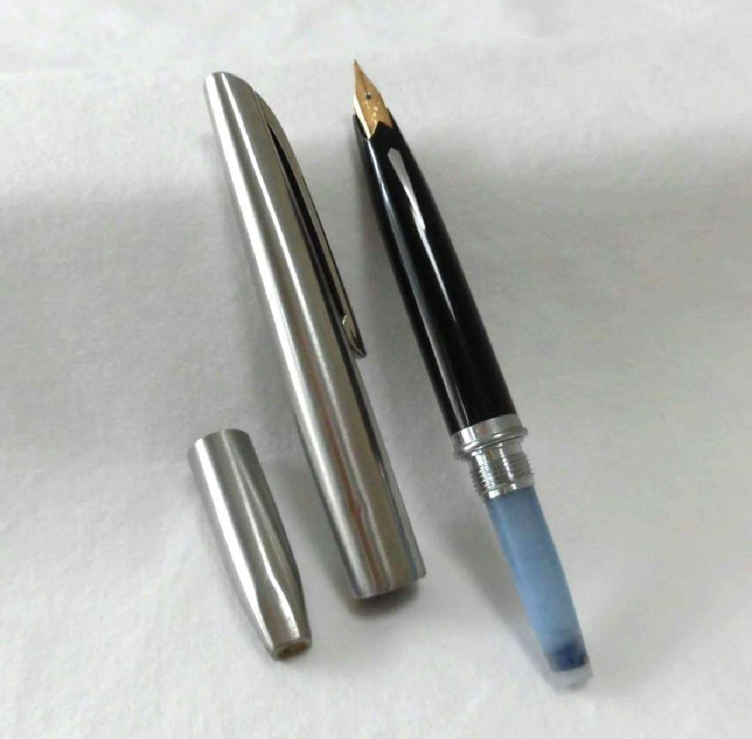 【希少　ヴィンテージ】PLATINUM　万年筆　シルバーカラー　18K刻印　中字