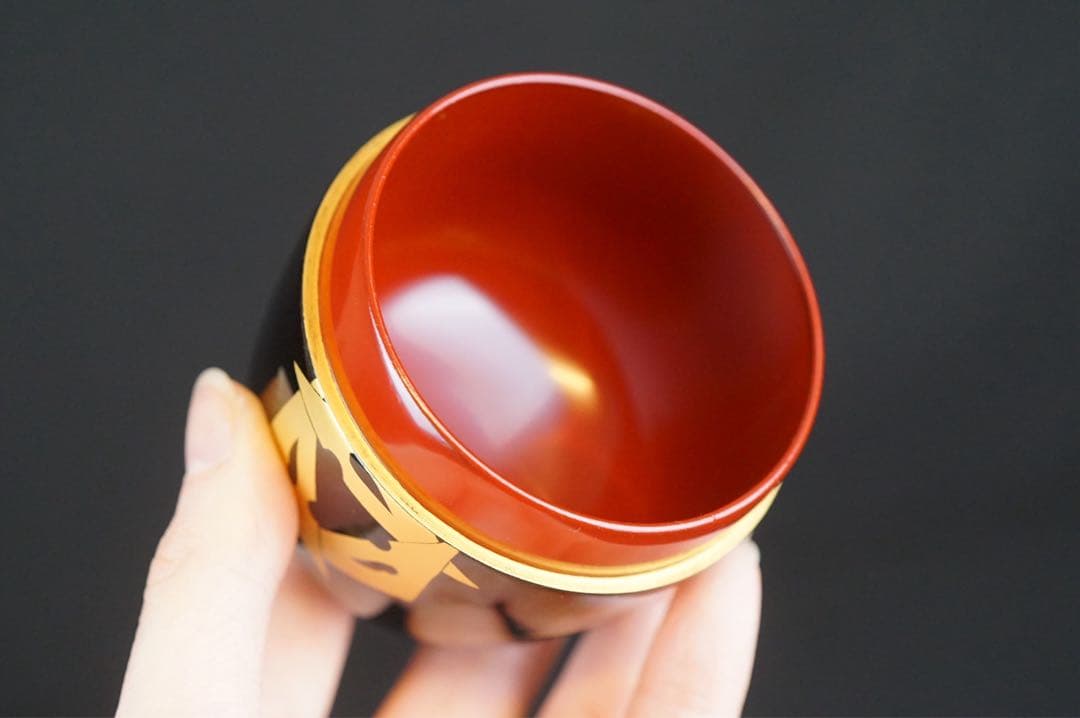 出口順慶 鱗鶴 蒔絵 中棗 共箱 茶道具