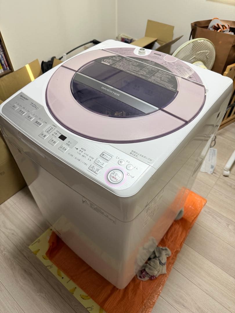 インバーター 7.0kg 縦型洗濯機 本体 ホワイト/ピンク SHARP