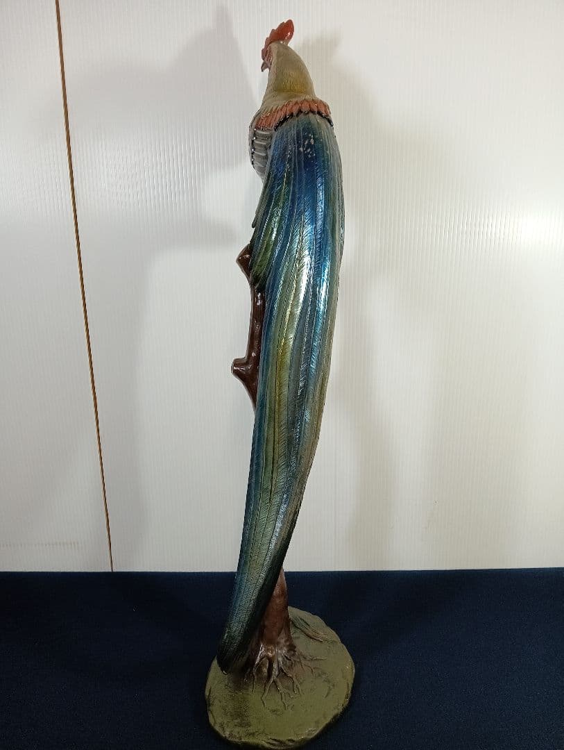 長尾鶏 金属 オブジェ 全高約65cm インテリア 置物