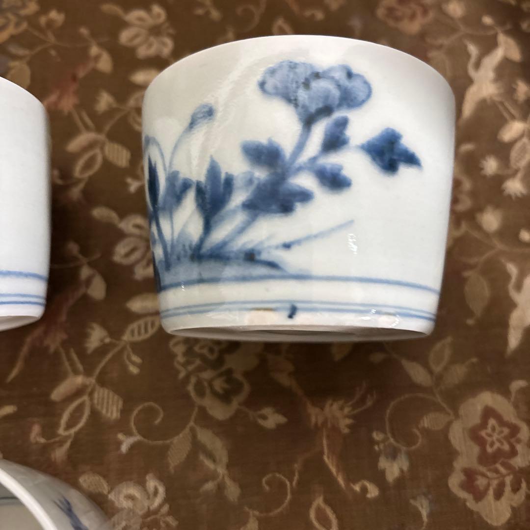 江戸時代古染め付け蕎麦猪口　 　5客