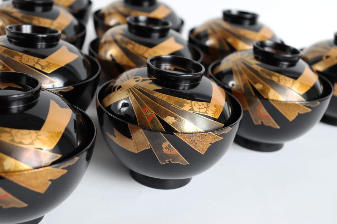 輪島塗 祝熨斗蒔絵 吸物椀 十客