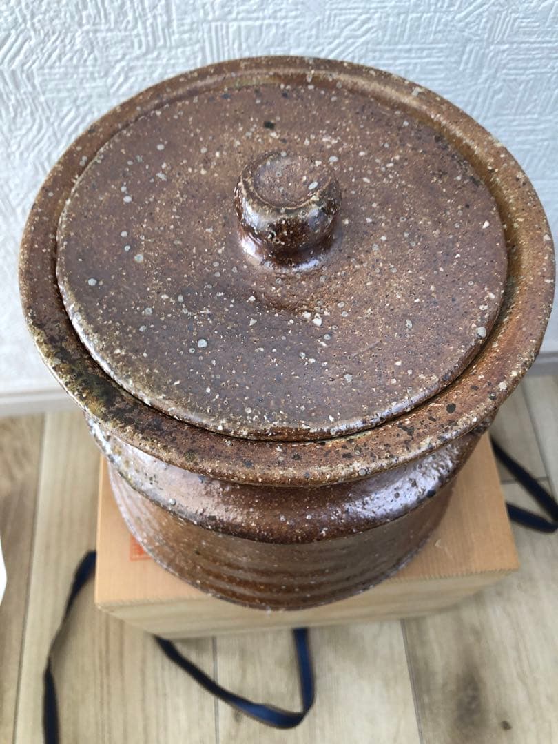 茶道具/信楽焼　水指　杉本 忠造　箱有