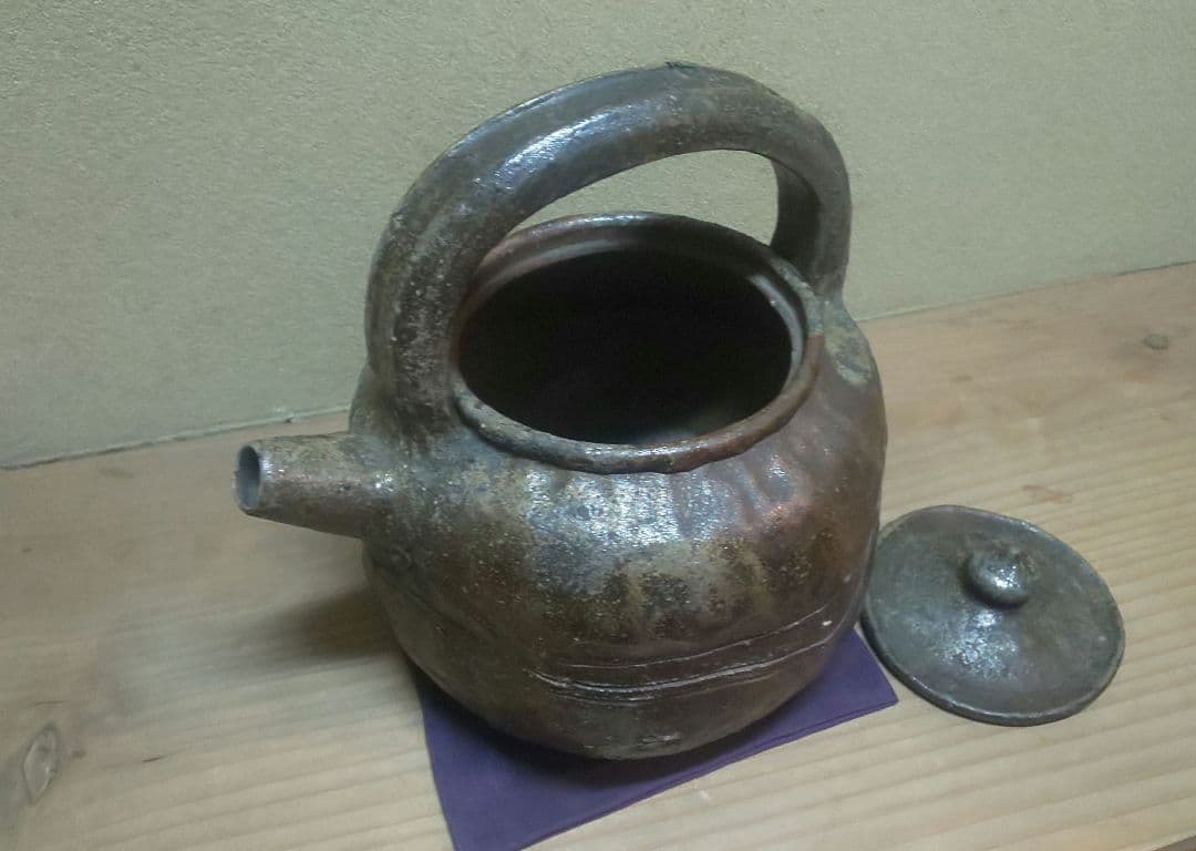 人間国宝 金重陶陽 手捻り 水注 共箱 道明識