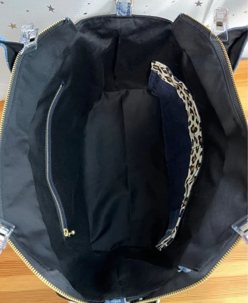 大きめデニムリメイクバッグ（LL）No.995☆トートバッグ　マザーズバッグ