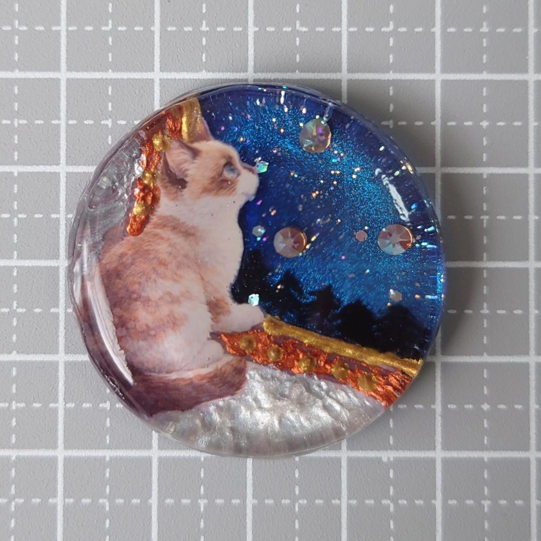 レジン　猫　ヘアゴム　ブローチ　ポニーフック　No.576