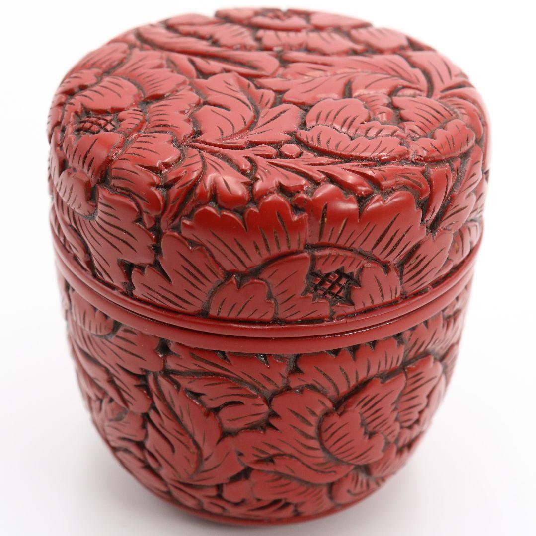 渡辺明泉作 村上堆朱 棗 共箱 茶道具　C425　NT4