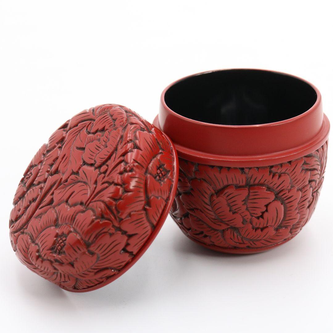 渡辺明泉作 村上堆朱 棗 共箱 茶道具　C425　NT4