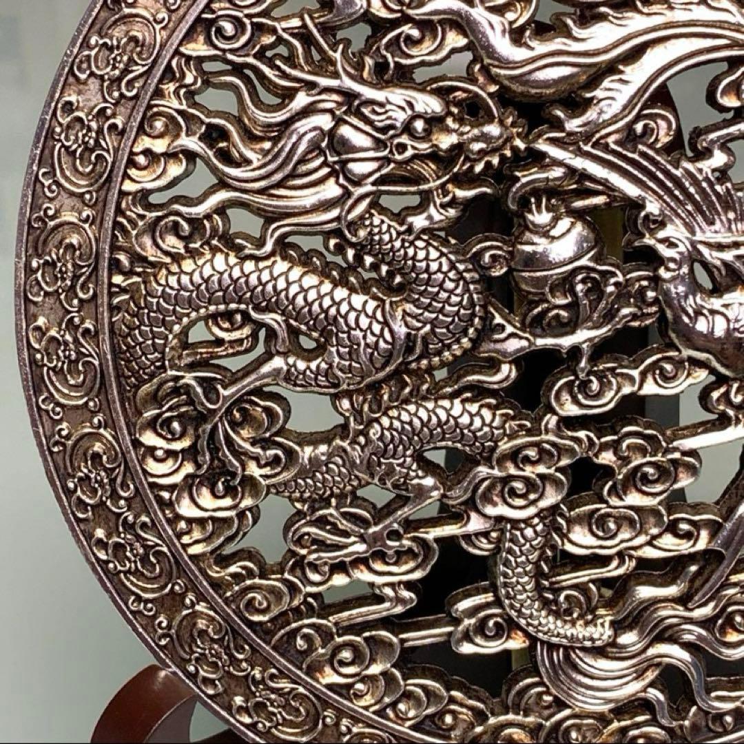 インテリア　大型　縁起物　銀龍・銀鳳 彫刻　置物　飾り