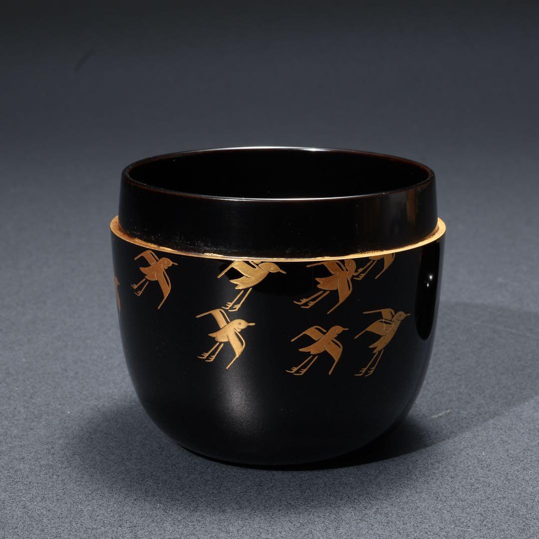 棗　須磨蒔絵　中村孝也　金蒔絵　共箱　共布　R1687P2