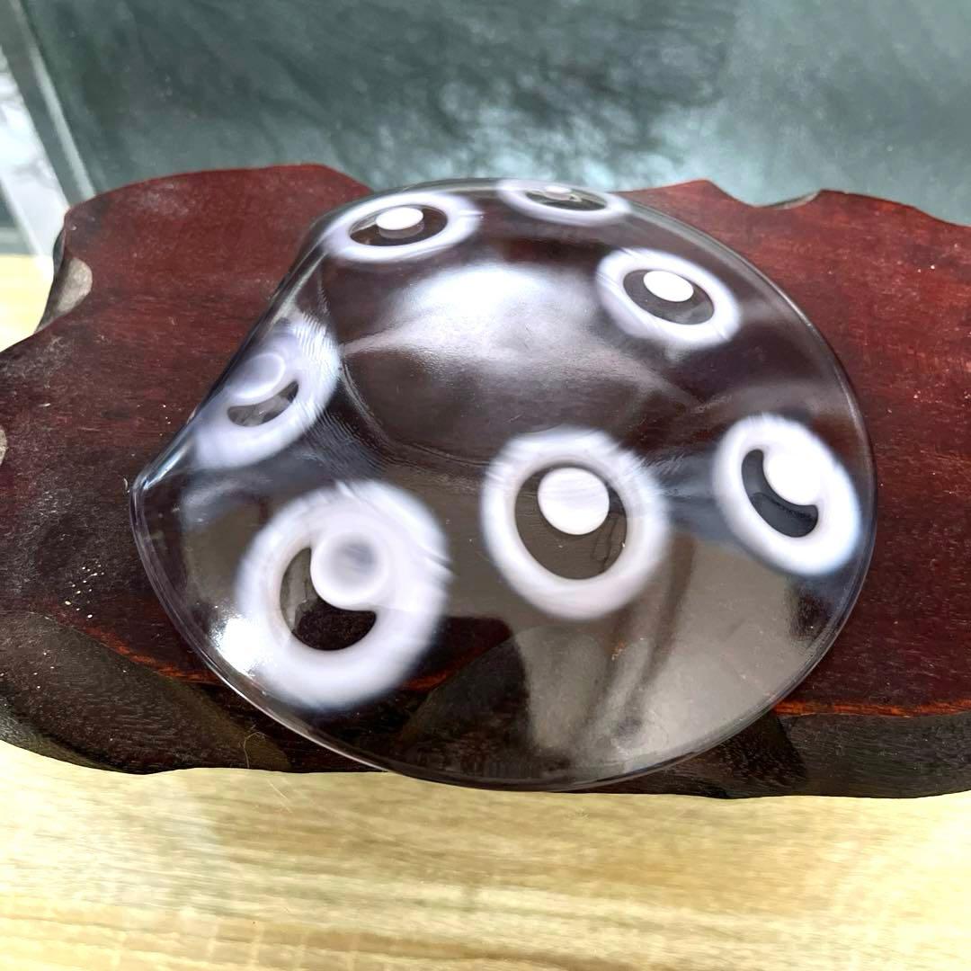骨董　時代ガラス　希少パレット型　乳白色　輪紋　藤紫　菓子皿　ウランガラス１客②