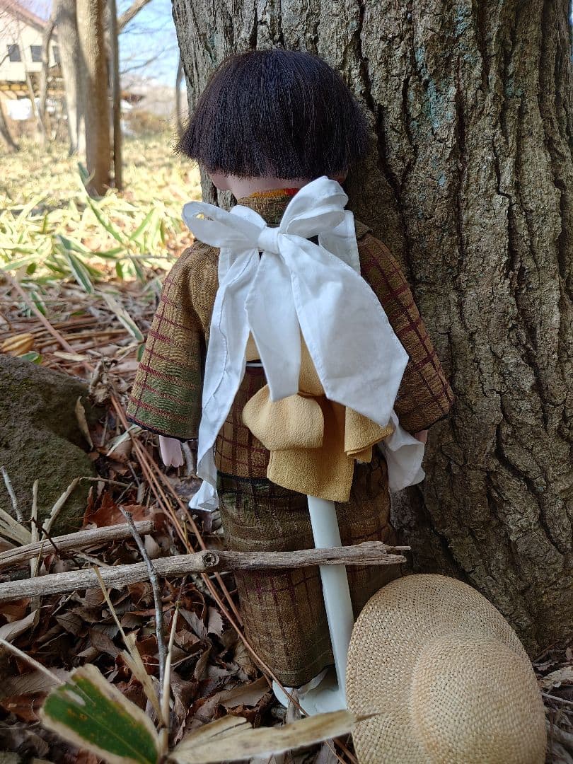 修復済み　市松人形　明治期　名工竹内益次郎　男の子　約42cm