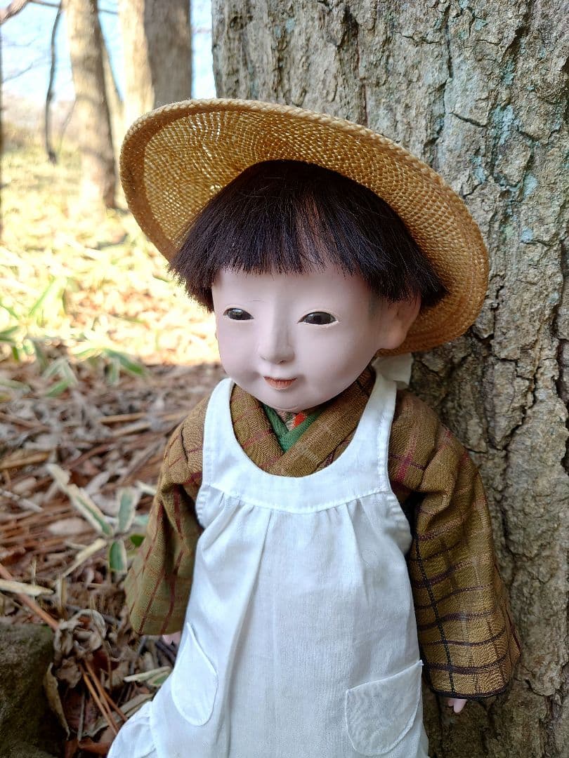 修復済み　市松人形　明治期　名工竹内益次郎　男の子　約42cm
