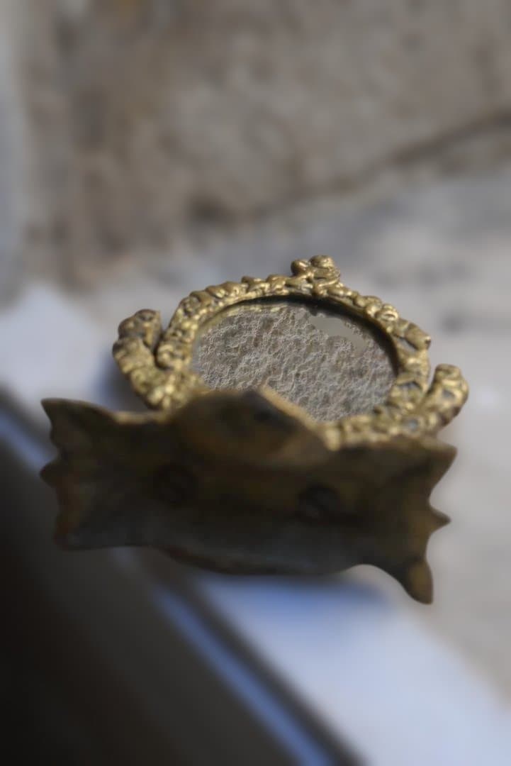 フランス アンティーク　天使の装飾　ゴールド　ミラー　鏡　美品