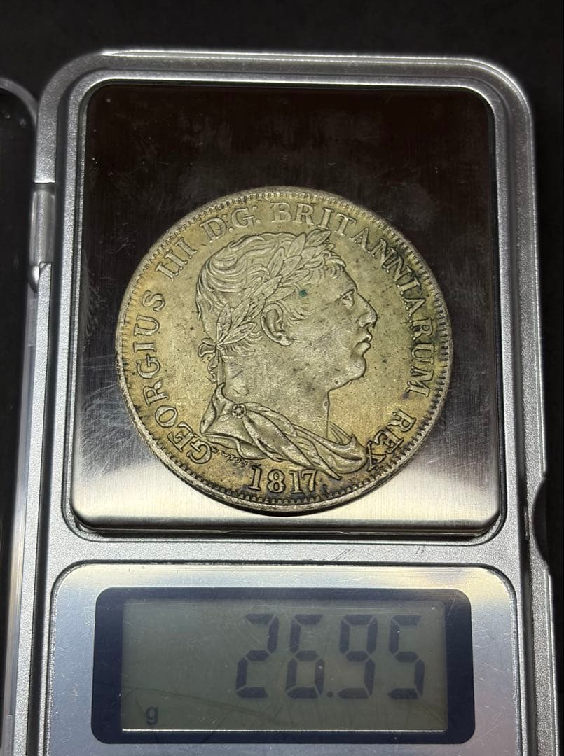 英国1817年 クラウン銀貨 王冠紋章 大型 実測値有