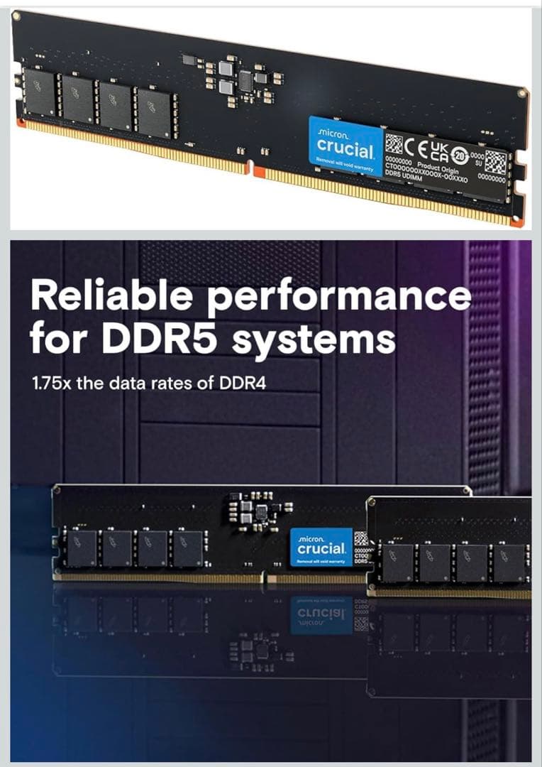 Crucial DDR5 32GB RAM（32GBx1枚）