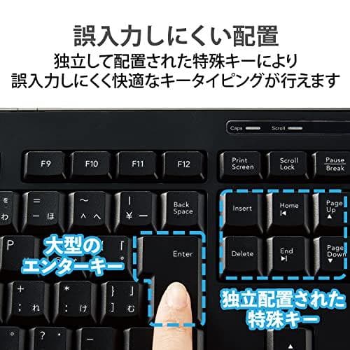 エレコム(ELECOM) 有線 キーボード 静音設計 テンキーレス 抗菌 DXT