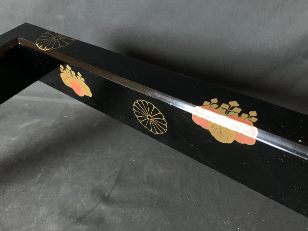 輪島塗 米本匠伯作 高台寺蒔絵 木製 黒真塗 炉縁 茶道具 784
