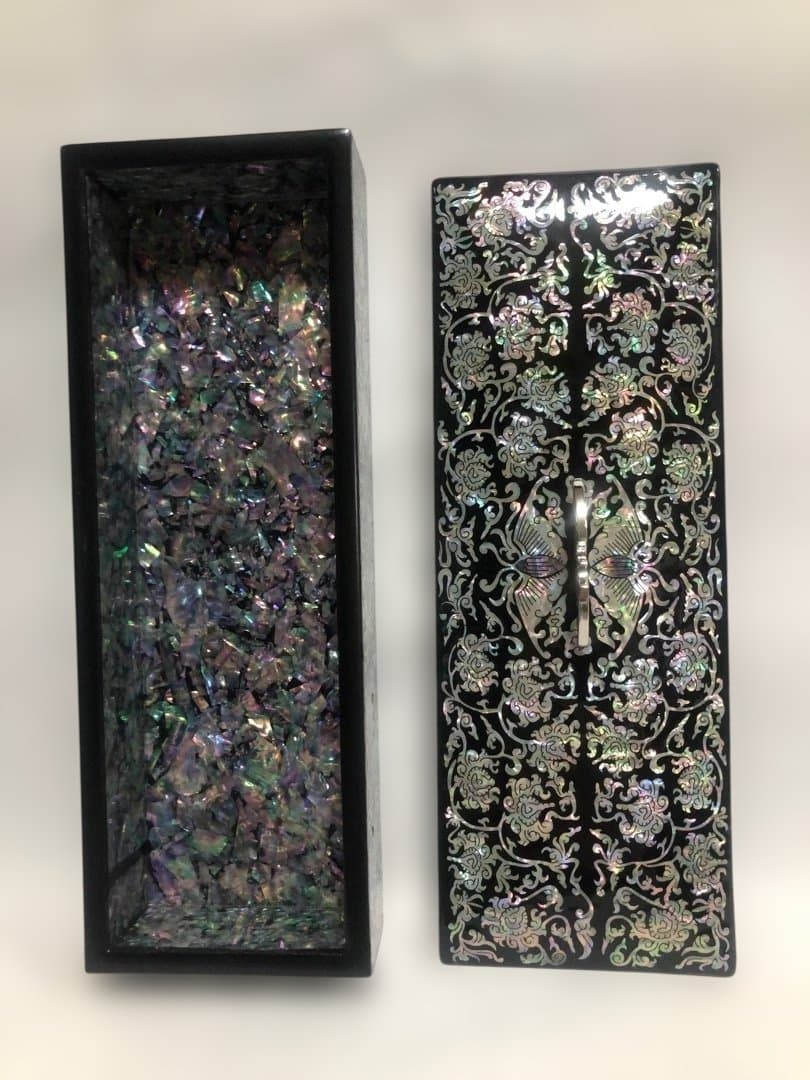 韓国螺鈿　螺鈿漆器　韓国伝統工芸　ペンケース　小物入れ　美品