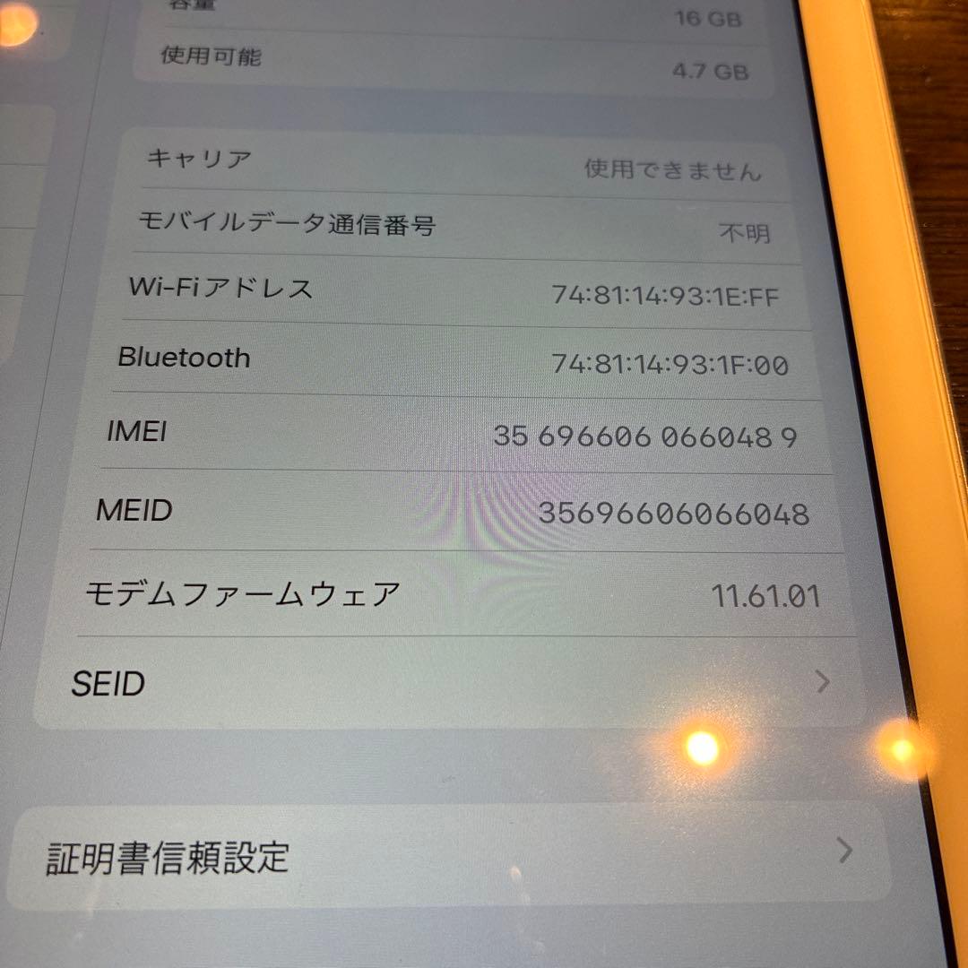 Apple iPad Air２ シルバー本体 16GB cellularモデル