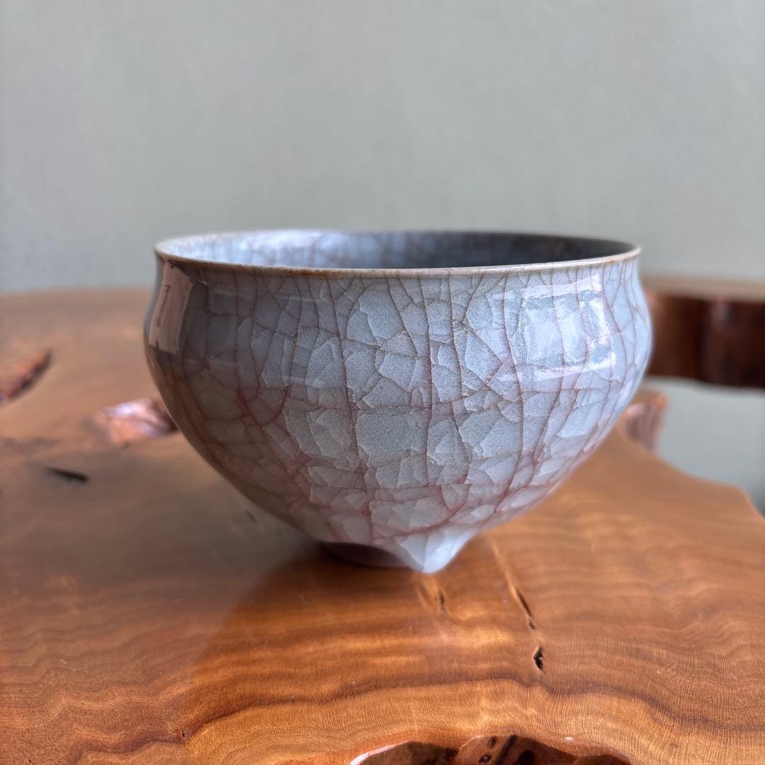 青瓷茶碗 林亮次造 共箱 抹茶碗 茶道具 （4y）