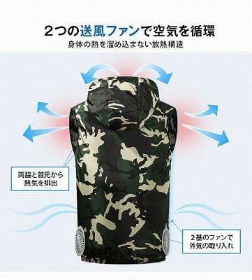 空調服 XLサイズ ベスト　フード付き　バッテリー付（大容量20000mAh)