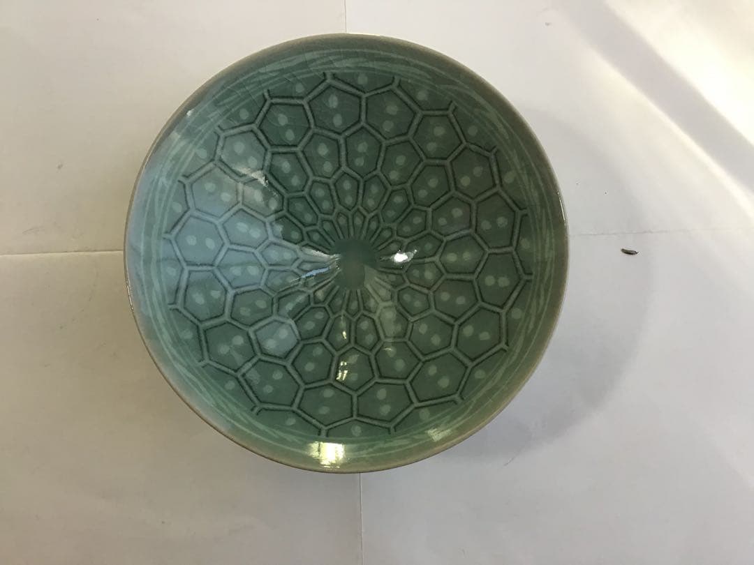 未使用品　茶道具　高麗青磁　茶碗　藝珍　韓　基雄　作　供箱入
