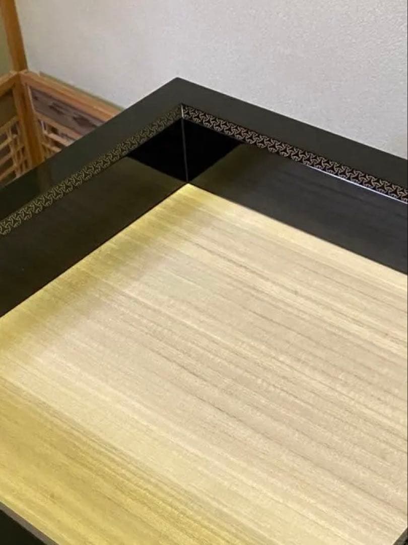 【本日限定】茶道具/炉縁 輪島塗 前志芸男作 面独楽継絵沈金 溜塗炉縁　共箱