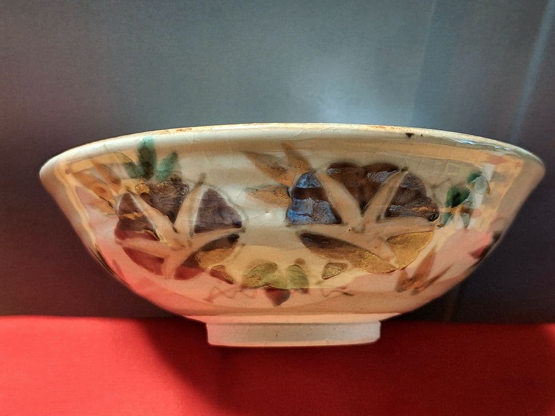 未使用！茶道　茶道具 茶碗　平茶碗【朝顔】平安【紫峰造】 共箱　京焼 裏千家