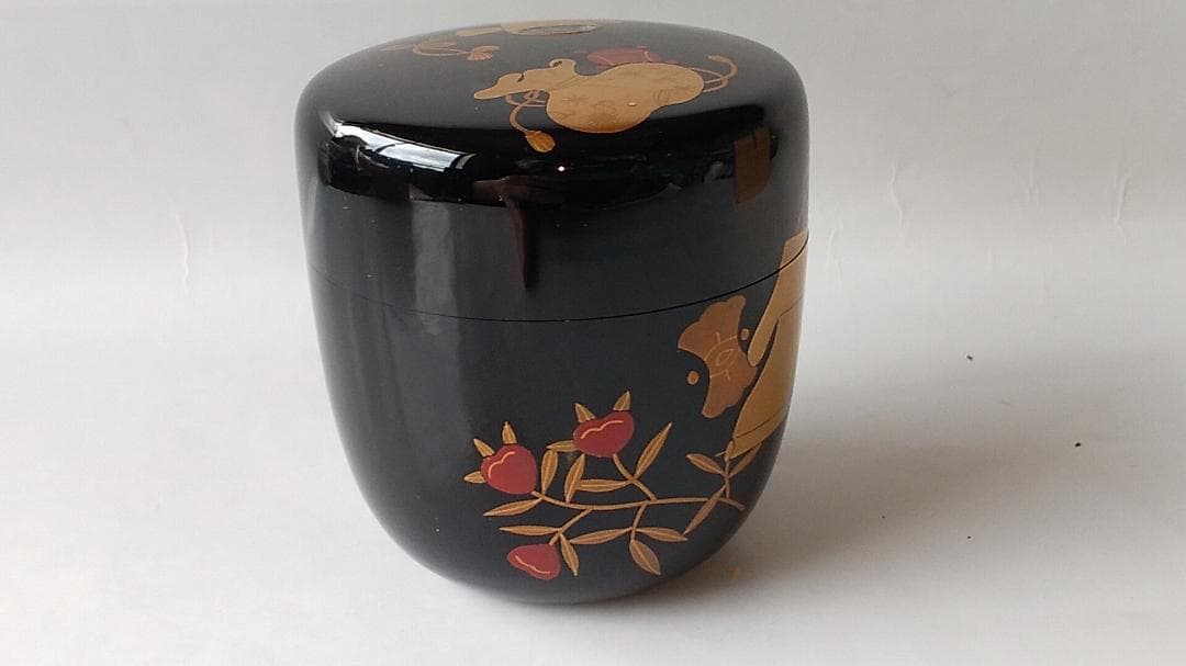 macaron出口順慶 作 宝尽し 中棗 棗共箱蒔絵螺鈿細工漆器茶道具新品