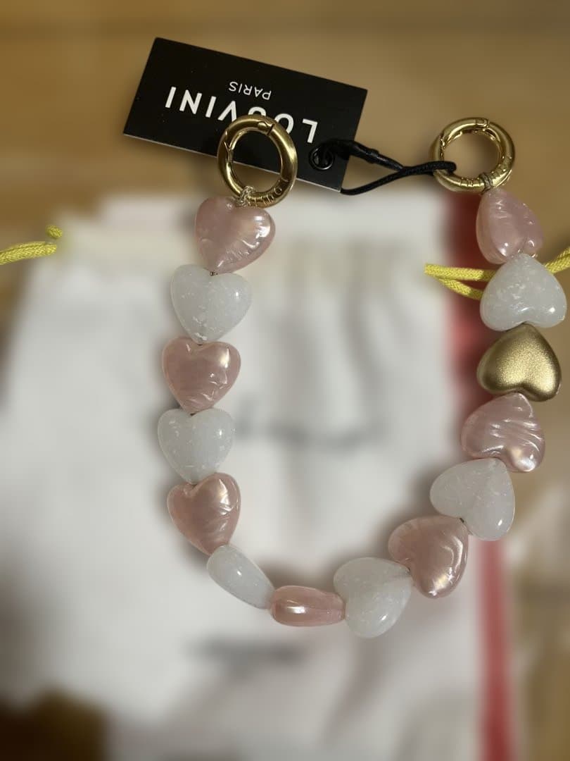 LOUVINI ハンドストラップ　PETIT CUORE PINK-WHITE
