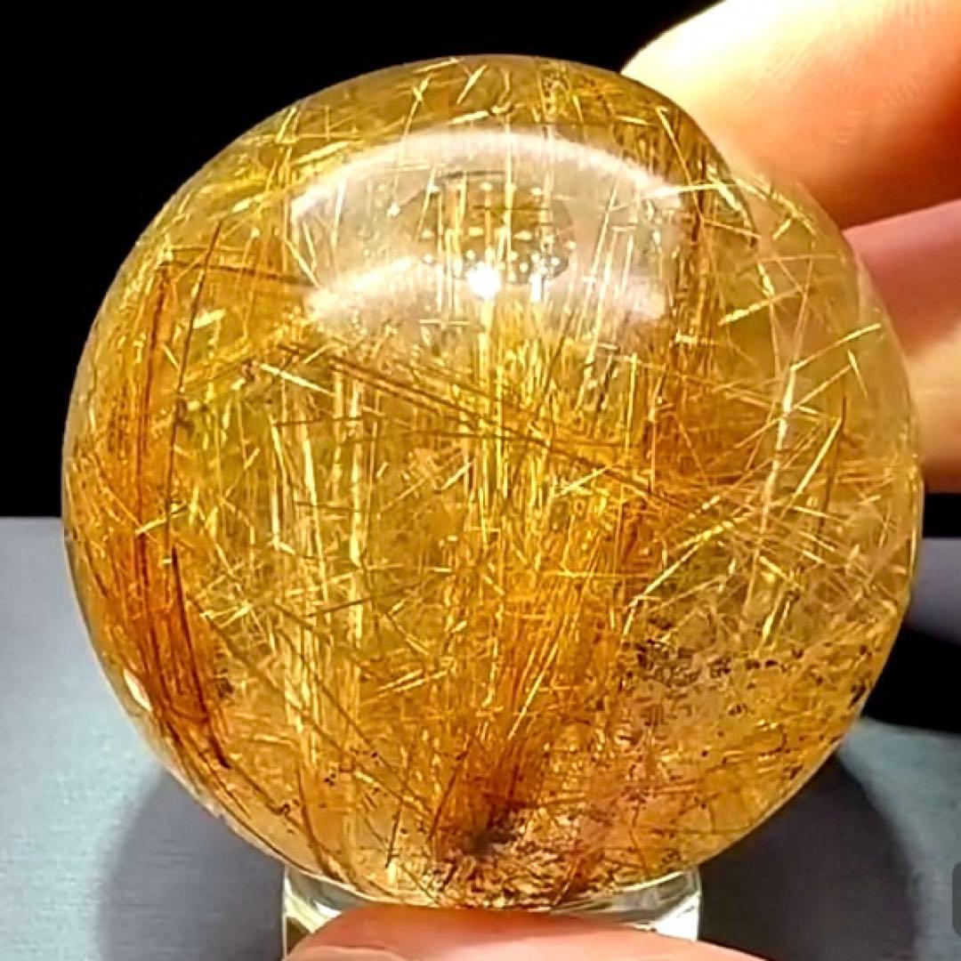 超絶綺麗✨48mm ゴールドルチルクォーツ　丸玉　スフィア　金針水晶