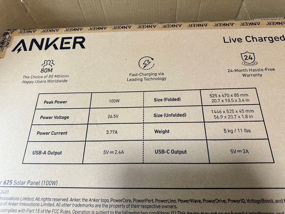 新品未開封 Anker 625 Solar Panel 　ソーラーパネル