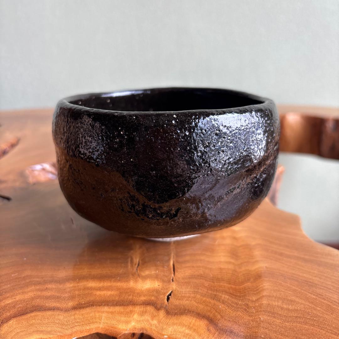 井上方竹 印南窯 黒茶碗 共箱 抹茶碗 茶道具 （169t）