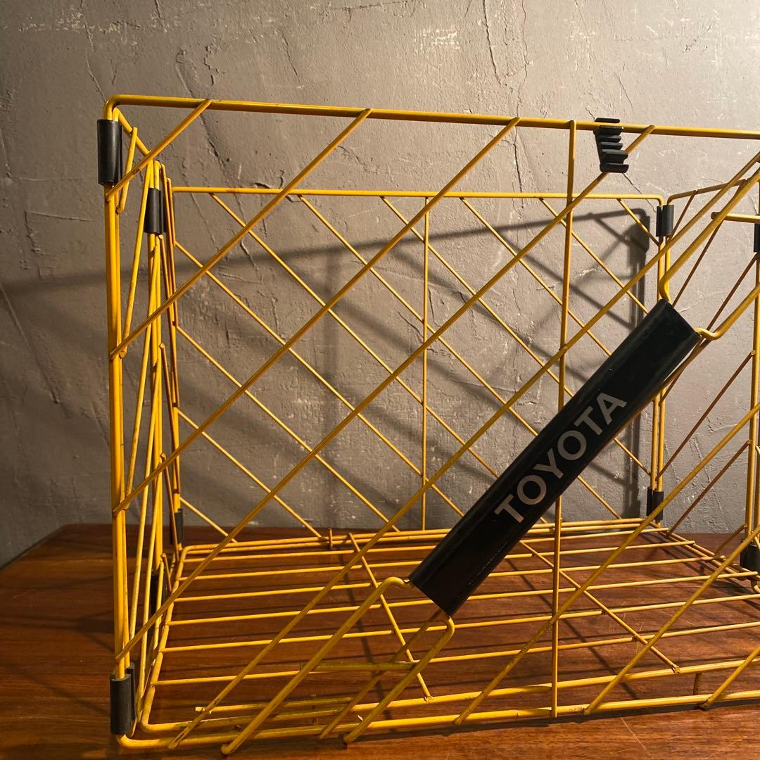 昭和レトロ TOYOTA トヨタ 折りたたみカゴ スチールバスケット シャビー