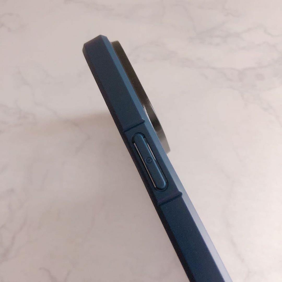 iPhone 14 pro ケース 半透明 マット ブルー ブラック 青 黒