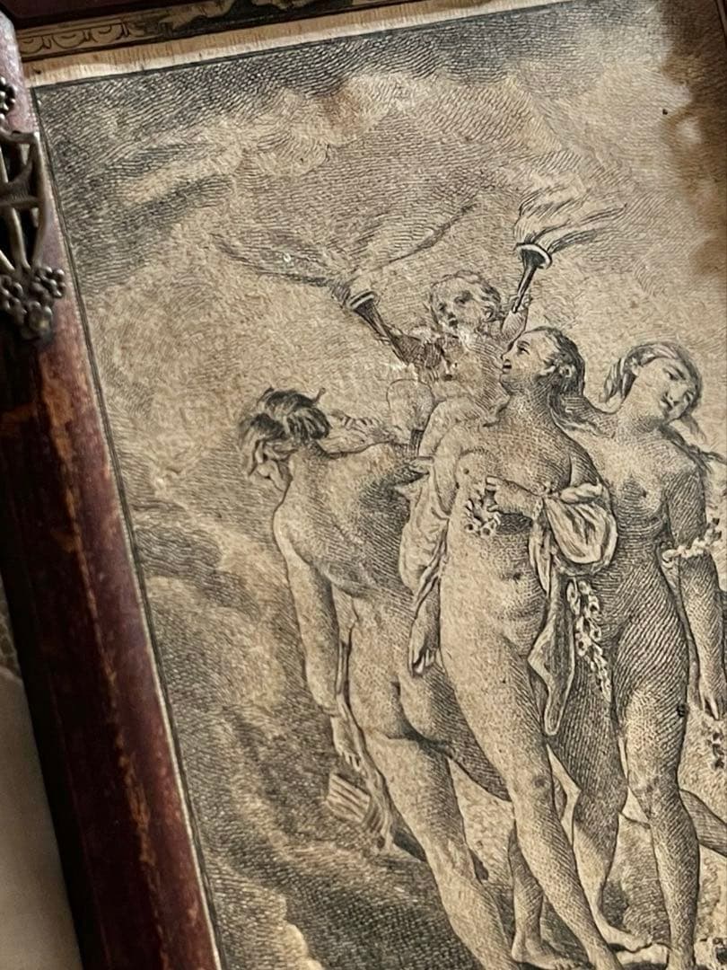 ◆SALEフランスアンティーク1700年代名画三美神版画天使エンジェルヴィーナス