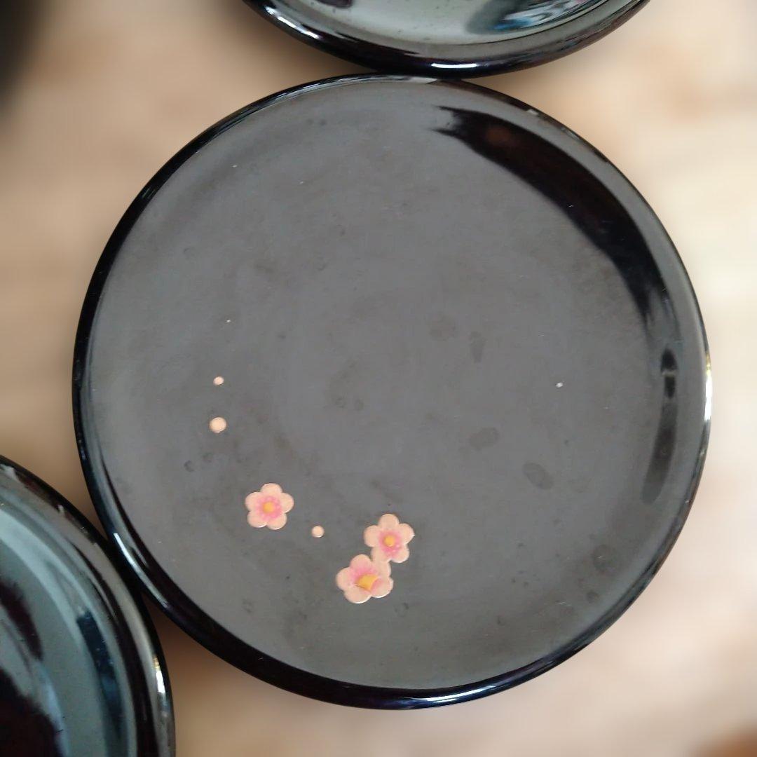 【未使用】琉球漆器 2段重箱或いは菓子器 皿5枚 フォーク5本セット