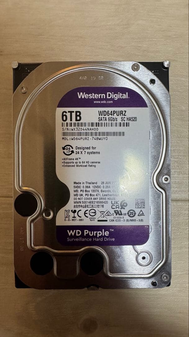 ジャンク　Western Digital 6TB WD Purple 2個セット