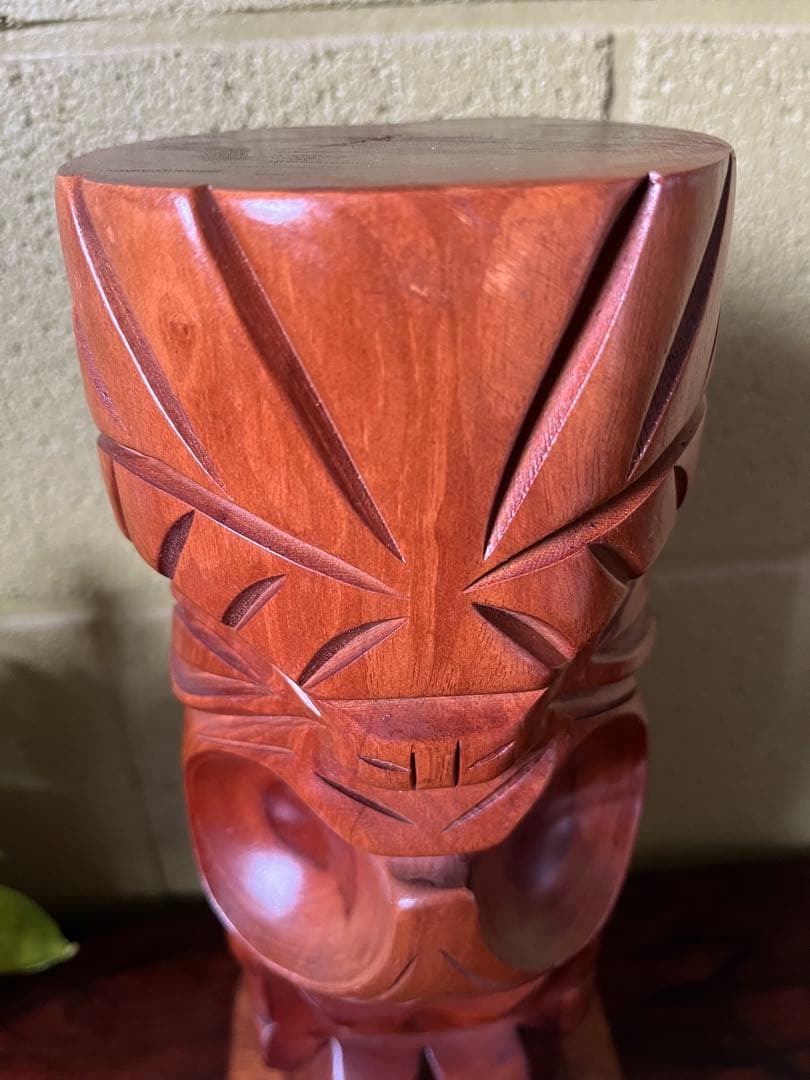 ヴィンテージ　ハワイ　TIKI ティキ　木製彫刻　高さ34cm オブジェ 置物