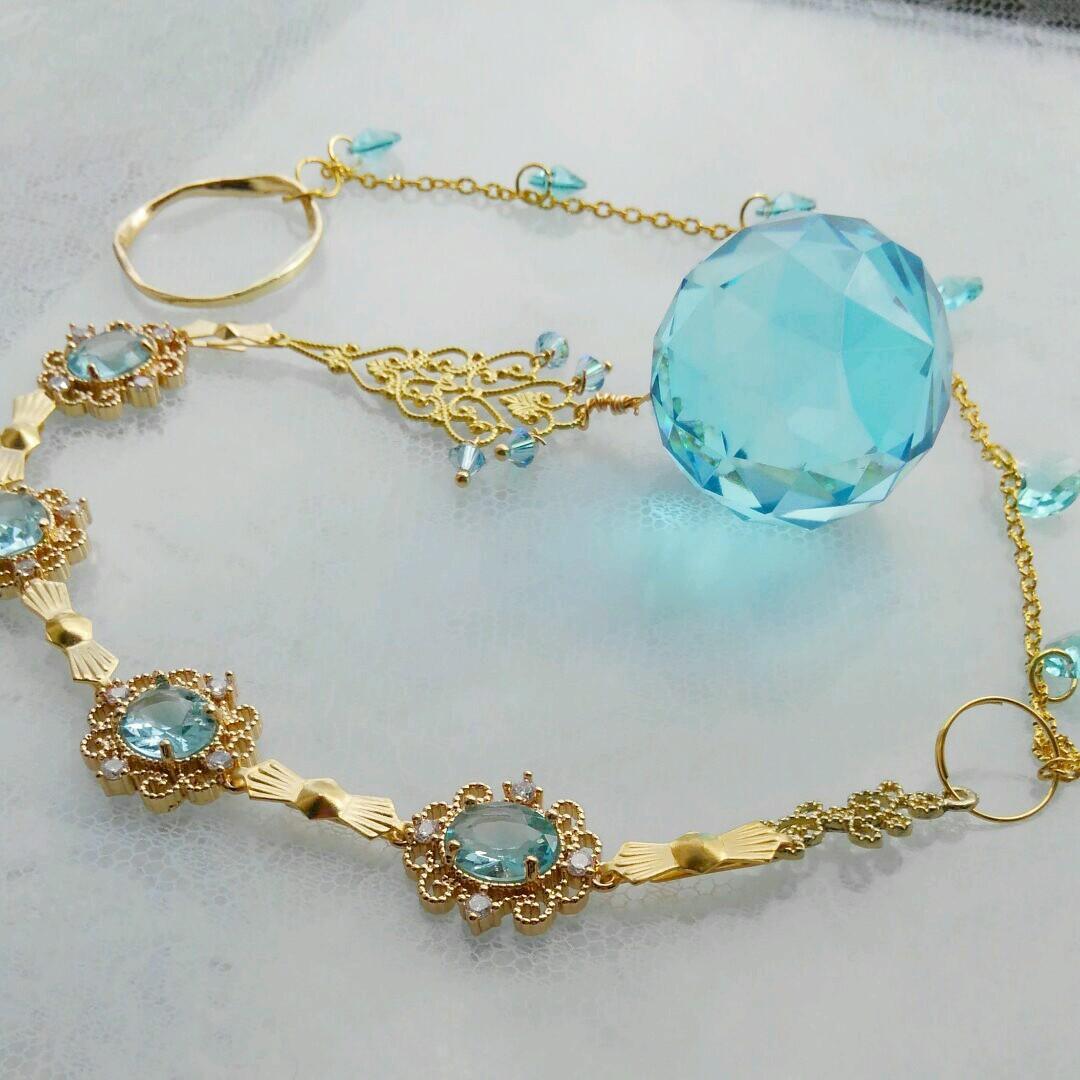 サンキャッチャー♡ハンドメイド「アイスブルー♡スワロ入り✧︎」