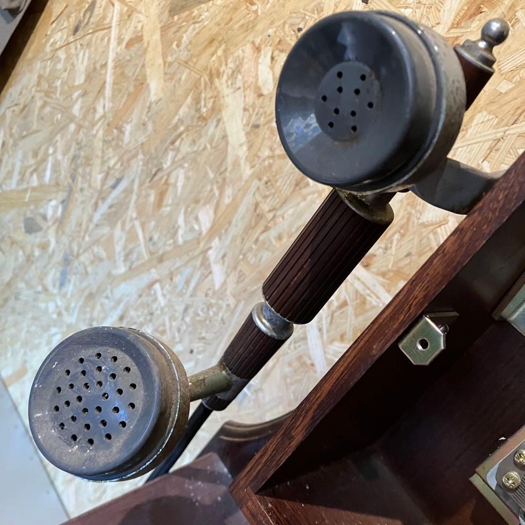クラシックピンクTEL 昭和レトロ　アンティーク　電話機　小道具　置物　木製