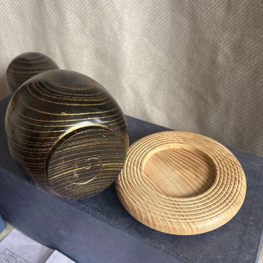 欅神代塗杢目沈金　福瓢一輪生　福田作美作　茶道具