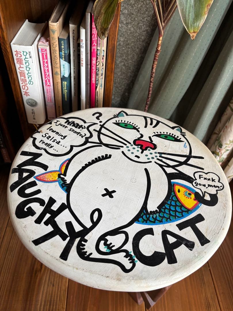 アートスツール 猫デザイン 木製